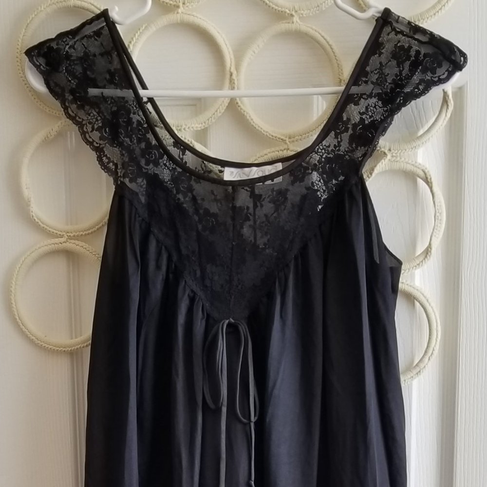 Vintage Sans Souci Black Full Length Slip/Nightie